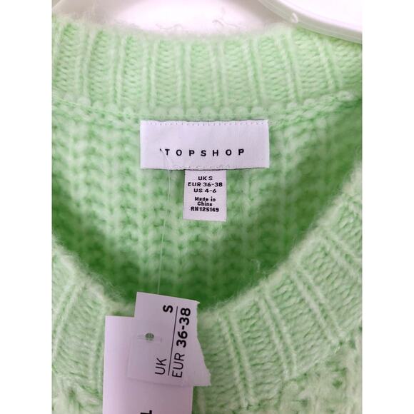 TOPSHOP Pleated Sleeve Sweater In Pastel Green NWT - Picture 6 of 7
